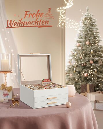 Скринька органайзер для ювелірних виробів 3-рівнева хмарно-біла SONGMICS