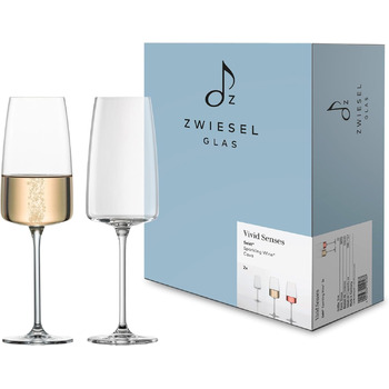 Стеклянный бокал для вина Zwiesel мощный и пряный Vivid Senses (набор из 2 шт.), филигранные бокалы для вина, хрустальные бокалы Tritan, пригодные для мытья в посудомоечной машине, Made in Germany (арт. No 122429) (Бокал для шампанского, светлый и свежий 