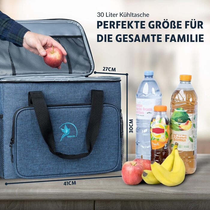 Термосумка для кемпинга 30 л синяя Obics