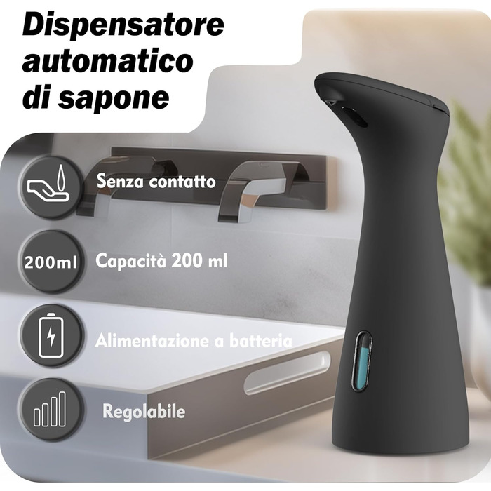 Безконтактний диспенсер рідкого мила 200 мл, чорний Summon The Elve