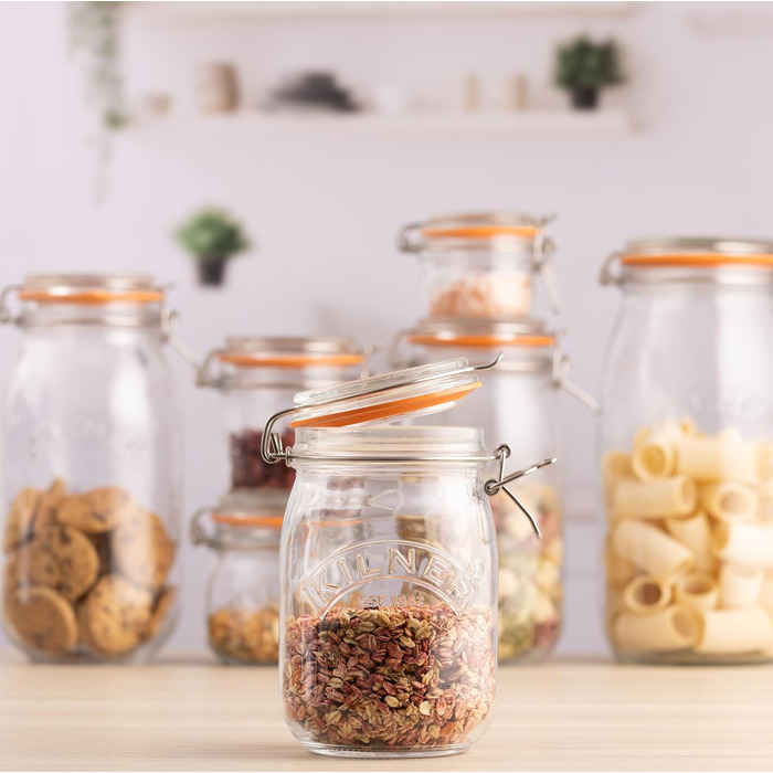 Стеклянная банка 1 л с зажимом Kilner