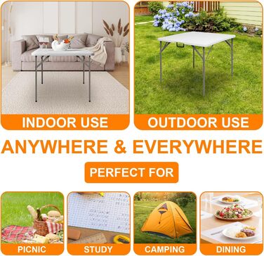 Сложный кемпинговый стол 86 x 86 x 74 см белый Bonnlo