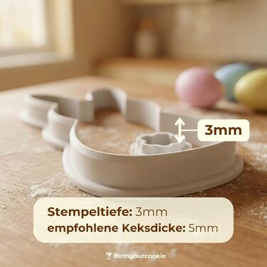 Набір із 3 формочок для пасхального печива, смугастий візерунок пасхальних яєць, кролик, 2-в-1 зі штампом, 5 x 4 см, можна мити в посудомийній машині, екологічно чистий, стійкий до іржі (великодній зайчик (10 x 5 x см))