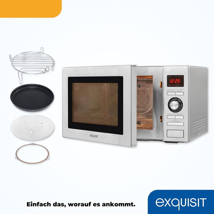 Підставка Exquisit - MW 820 DI 700 Вт 20 л 5 рівнів потужності Внутрішнє освітлення Цифровий таймер (25 літрів, мікрохвильова піч гриль конвекція, сріблястий)