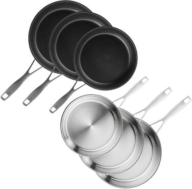 Набір з 6 сковорідок, нержавіюча сталь з покриттям та без покриття Silberthal