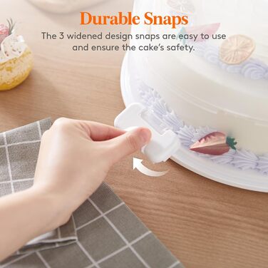 Контейнер для торта 27 см з кришкою та ручкою, білий Lifewit