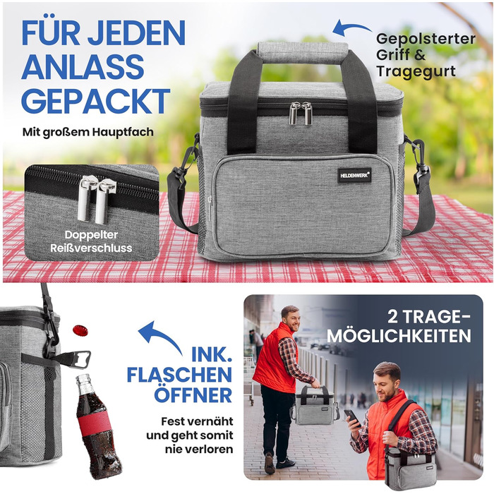 Маленька термосумка 10 л світло-сіра HELDENWERK