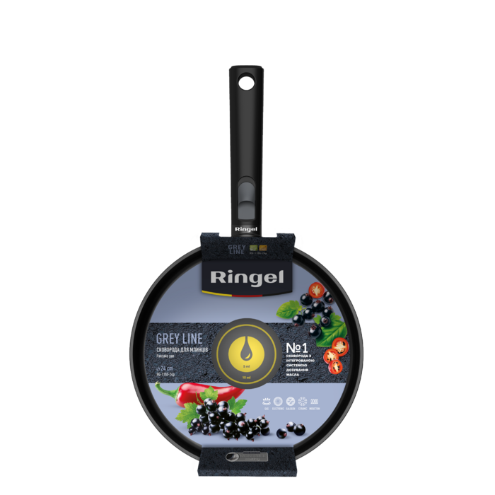 Сковорода для млинців зі з`ємною ручкою Ringel Grey Line 24 см (7138160)