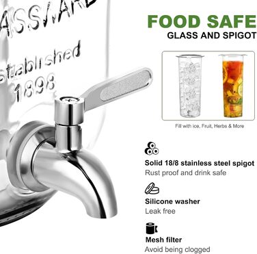 Скляний диспенсер для напоїв зі стійкою 3,8 л Whimsii