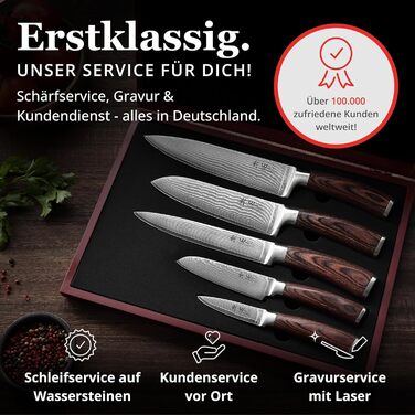 Набір кухонних ножів 5 предметів з дамаської сталі  Wakoli