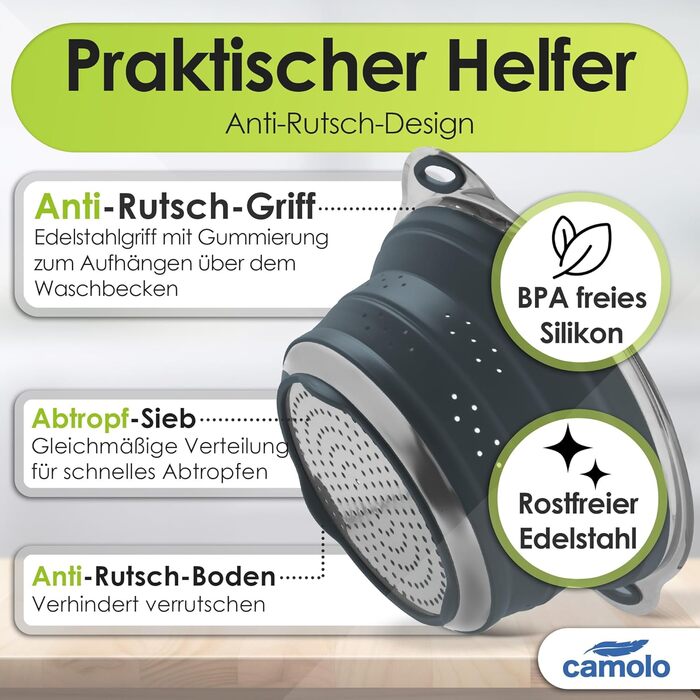 Сито для пасти з нержавіючої сталі та силікону camolo