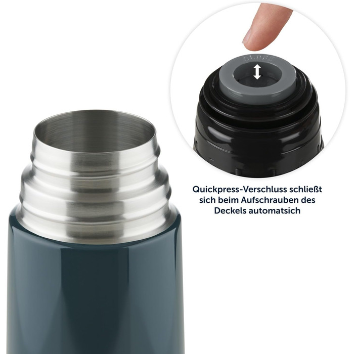 Термос Blumtal Eifel з нержавіючої сталі 500 мл - герметичний термос з чашкою для пиття в дорозі, ізолює гарячі напої, темно-зелений (350 мл, темно-океанський синій)