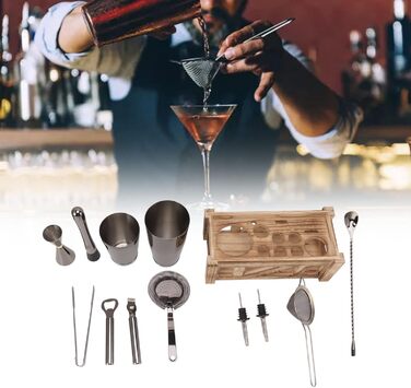 Набір для коктейлів з дерев'яною підставкою UPQRSG