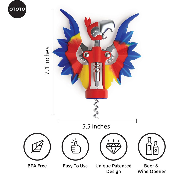 Відкривач для пляшок 2-в-1 Папуга OTOTO