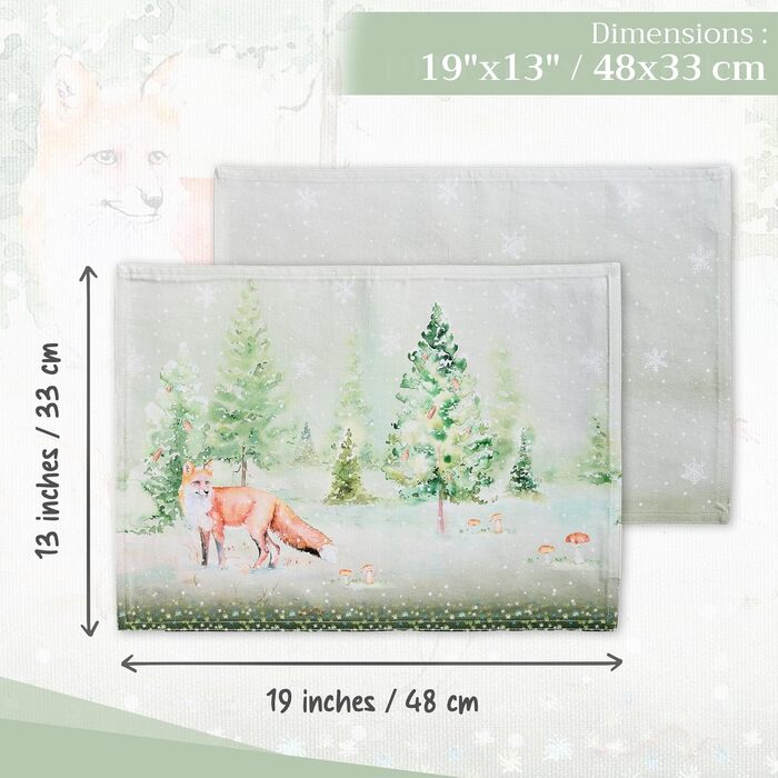 Бавовняні килимки, набір з 4 шт. , декоративні килимки, пасхальні килимки, що миються, для свят, вечерь, весни, літа (33 см x 48 см) (22 - Зимові ранки), 39Hermine, 100