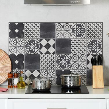 Алюмінієвий кухонний фартух, виготовлений в Італії, захищає плиту та стіну, миється та легко встановлюється, металевий фартух, 48 x 72 см (48x72, Ardesia)