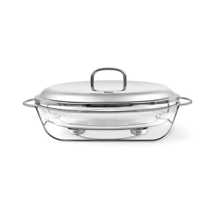 Овальный мармит Fissman 37x21x18 см 2.0л с подставкой для греющей свечи (6030)