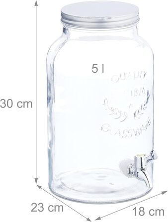 Диспенсер для напитков с краном и крышкой 5 л Relaxdays