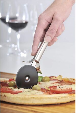 Нож для пиццы WMF Profi Plus 19,8 см, тесто с покрытием, ролик для пиццы, нож для пиццы, нержавеющая сталь Cromargan частично матовая, можно мыть в посудомоечной машине (комплект с консервным ножом)