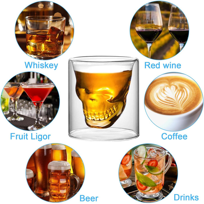 Набор из 10 предметов включает в себя 3 стакана с изображением черепа BITEFU