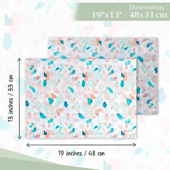 Бавовняні килимки, набір з 4 шт. , декоративні килимки, пасхальні килимки, що миються, для свят, вечерь, весни, літа (33 см x 48 см) (046 - Літній пікнік), 39Hermine, 100