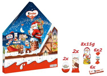 Різдвяний адвент-календар із 30 шоколадними делікатесами, 351 г Maxi Mix Kinder