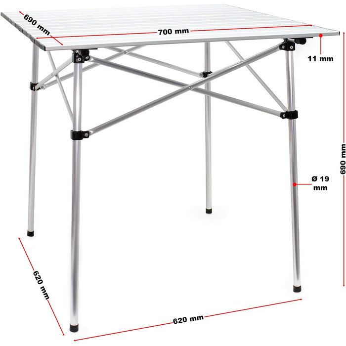 Складний алюмінієвий стіл для кемпінгу з регульованою висотою Wiltec