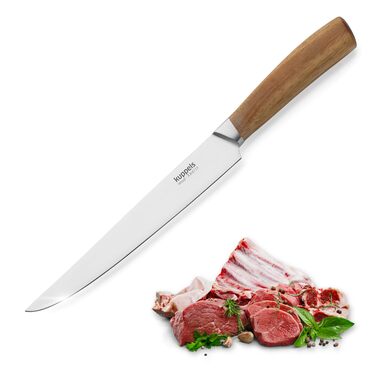 Набір кухонних ножів Kuppels WOOD, 3 предмети ніж шеф-кухаря, ніж універсальний та ніж для овочів з ручкою з акації, надзвичайно гострі кухонні ножі, сталь хром-ванадію, професійний набір ножів для овочів та мяса (мясний ніж)