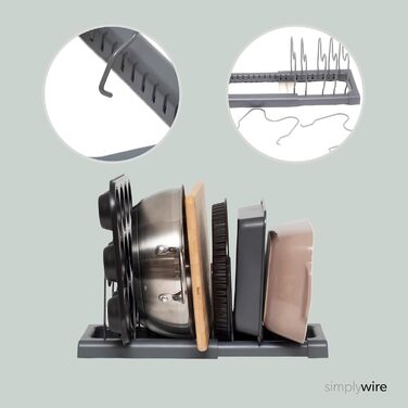 Тримач для посуду розсувний, набір 2 предмети, сірий Simplywire