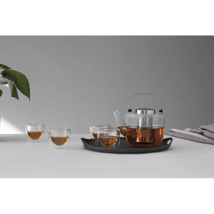 Чайник VIVA Scandinavia з ситечком, скляний чайник з термостійким ситечком для чаю, скляний горщик для чайних свічок з підігрівом, підходить для розсипного чаю без чайного пакетика, 1,3 літра (комплект)