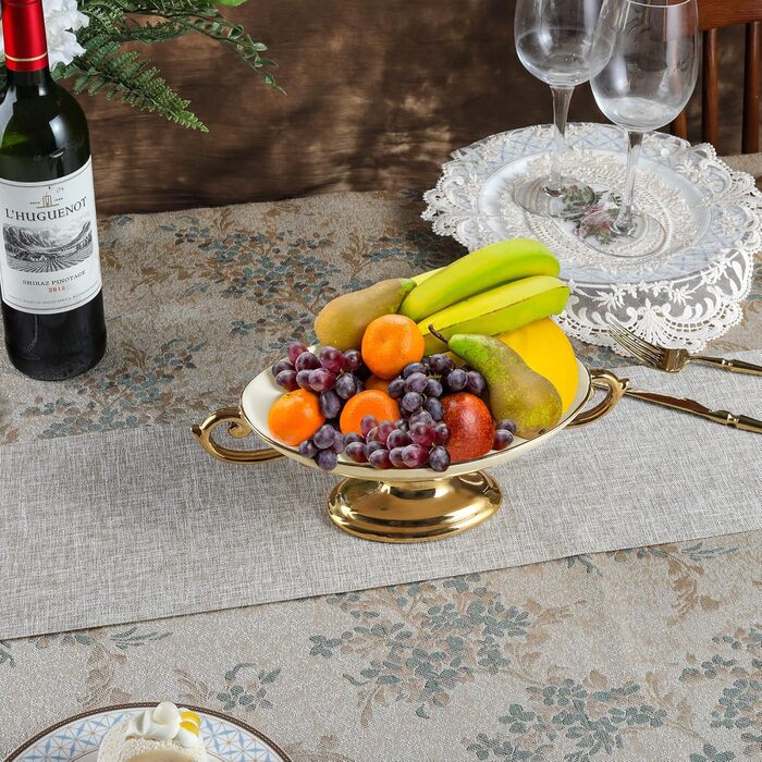 Порцелянова миска fanquare з хвилястими краями та квітковим принтом, вінтажна салатниця, керамічна фруктовниця на ніжці для вечірок (біла (миска))