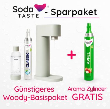 Набор для газирования воды, 4 предмета, классик + яблоко, светло-зеленый Mysoda Woody SodaTASTE