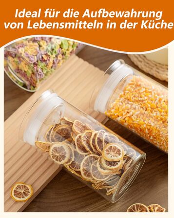 Мл баночки для зберігання скляні з кришкою набір 4, маленькі герметичні баночки для зберігання з кришкою для спецій, баночки для зберігання спецій, скляна банка зі скляною кришкою для чаю та трав (6-1500 мл набір 2), 300