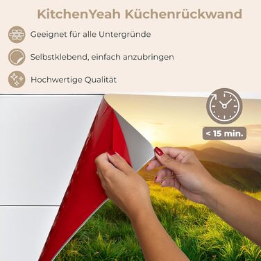 Кухонний фартух 60x80 см Самоклеючий захисний щиток для кухонної стіни Кухонний фартух Кухонні фасади Кухонні фартухи Кухонна стіна Вода - Пейзаж - (Трава - Пагорби, 60 x 80 см)