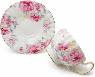 Керамічна чайна чашка з блюдцями та ложками (зима)