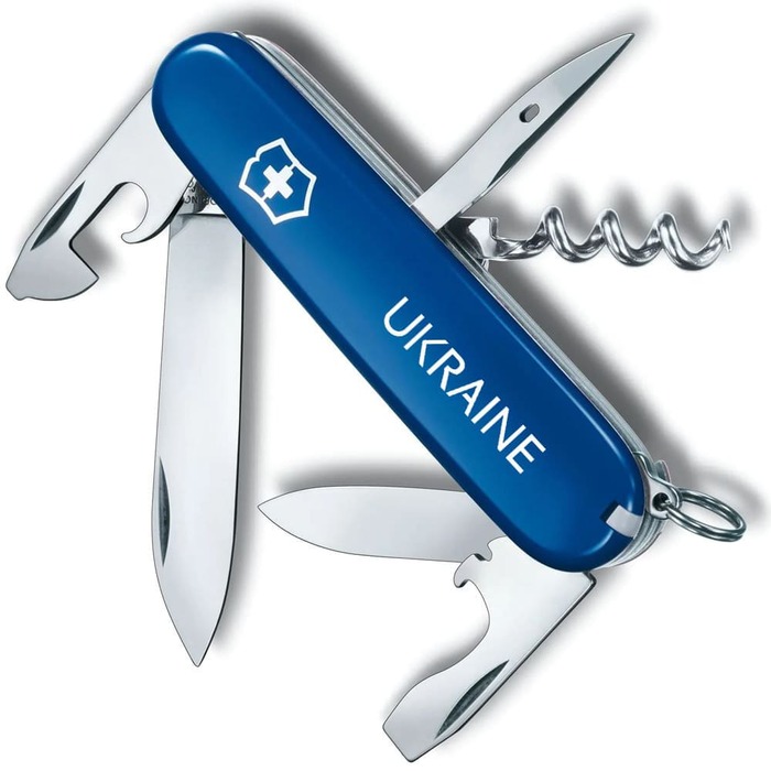 Ніж Victorinox Spartan Ukraine 91мм/12функ/син /Ukraine біл.