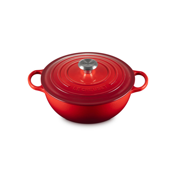 Чавунна каструля Le Creuset Signature, 26 см, 4,1 л, для всіх типів плит та індукції (Кишенево-червоний)