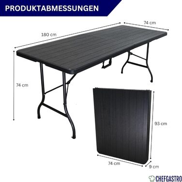 Складаний фуршетний стіл 180 x 74 х 74 см CHEFGASTRO