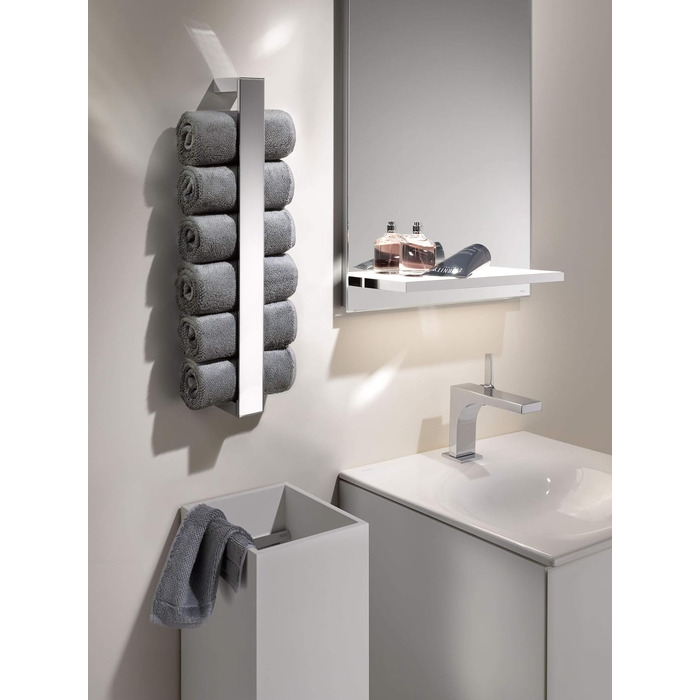 Полотенцесушитель металлический, глянцевый хромированный, однорычажный, вертикальный, высота 49,3 см, для ванной комнаты и гостевого туалета, настенный, Edition 11