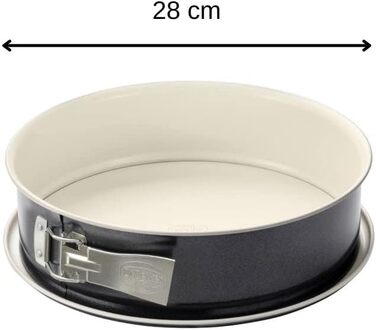 Форма Ø 28 см BACK-TREND, форма для выпечки с плоским дном, круглая стальная форма для выпечки с армированным керамикой антипригарным покрытием (цвет крем/антрацит), количество Single