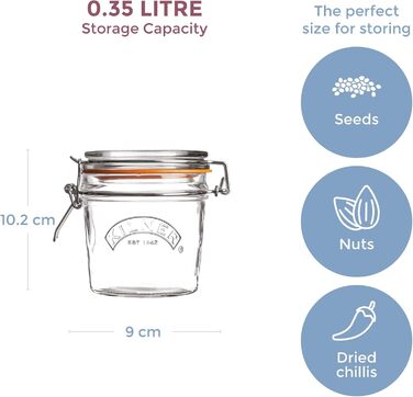 Стеклянная банка 0,35 л с зажимом Kilner