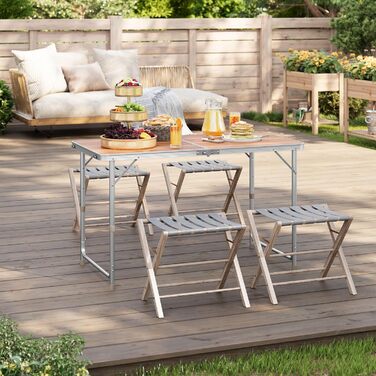 Кемпинговый стол 120x60 см светлый дуб WOLTU