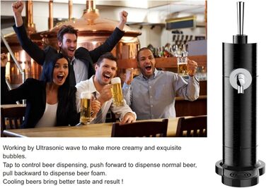 Міні-пивоварня для пива в банках, піноутворювач для пива, компактний диспенсер для пива. Перетворіть кожну банку на розливне пиво, як у пабі Ідеальний подарунок чоловікові на день народження, на День батька. Сріблястий (Чорний)