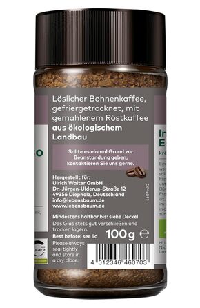Розчинна кава еспресо, 2 скляні банки по 100 г Lebensbaum