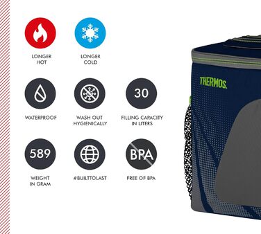 Термос Radiance 30 л, синій, сумка-холодильник з поліестеру, термосумка, сумка для кемпінгу та обіду, складна, сумка для покупок в машині, яку можна прати, з сітками для перенесення, без BPA 30 л