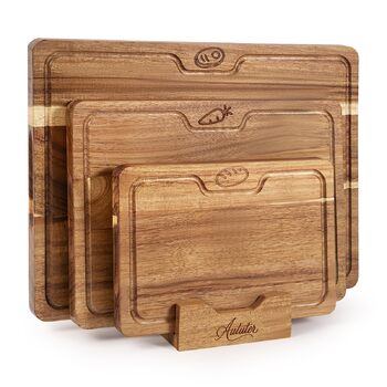 Набір з 3 обробних дощок з акацієвого дерева з підставкою Aututer