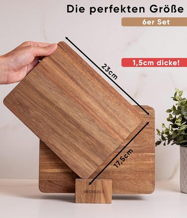 Набір з 6 дерев’яних сніданкових дощечок із акації Deco haus