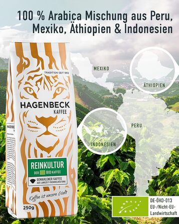 Кава - Кав&39ярня - Смажена кава - Мелені кавові зерна - 250 г - 100 арабіка - Ароматна - Традиційна кавова суміш (Органічна чиста культура, 250 г (6 упаковок))