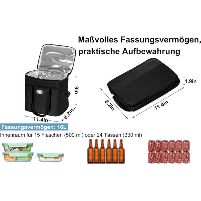 Термосумка 16 л чорна Glanxy