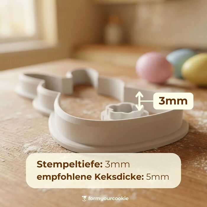 Набір із 3 формочок для пасхального печива, смугастий візерунок пасхальних яєць, кролик, 2-в-1 зі штампом, 5 x 4 см, можна мити в посудомийній машині, екологічно чистий, стійкий до іржі (великодній зайчик (10 x 5 x см))